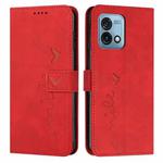For Motorola Moto G Stylus 5G 2023 Skin Feel Heart Embossed Leather Phone Case(Red)