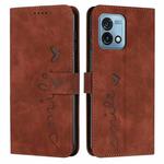 For Motorola Moto G Stylus 5G 2023 Skin Feel Heart Embossed Leather Phone Case(Brown)