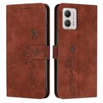 For Motorola Moto G53 5G/G13 4G/G23 4G Skin Feel Heart Embossed Leather Phone Case(Brown)