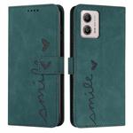 For Motorola Moto G73 Skin Feel Heart Embossed Leather Phone Case(Green)