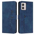 For Motorola Moto G73 Skin Feel Heart Embossed Leather Phone Case(Blue)