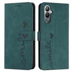 For Tecno Pova 4 Skin Feel Heart Embossed Leather Phone Case(Green)