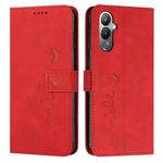 For Tecno Pova 4 Skin Feel Heart Embossed Leather Phone Case(Red)