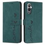 For Tecno Pova 4 Pro Skin Feel Heart Embossed Leather Phone Case(Green)