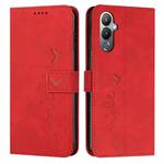 For Tecno Pova 4 Pro Skin Feel Heart Embossed Leather Phone Case(Red)