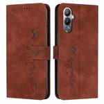 For Tecno Pova 4 Pro Skin Feel Heart Embossed Leather Phone Case(Brown)