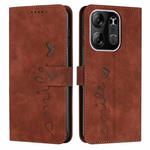 For Tecno Spark Go 2023 Skin Feel Heart Embossed Leather Phone Case(Brown)