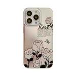For iPhone 13 Pro Dual-side Silver-pressed Laminating TPU Phone Case(White Rose)