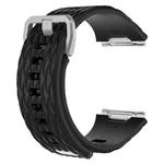 For Fitbit Ionic Dragon Scale Texture Silicone  Watch Band with Buckle, Size:L(Black)
