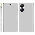 For Realme 10 Pro+ Imitated Mirror Surface Horizontal Flip Leather Phone Case(Silver)