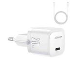 JOYROOM JR-TCF02 PD Type-C 20W Mini Charger with 1m Type-C to 8Pin Cable, Plug:EU Plug(White)