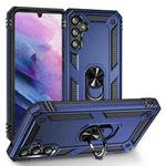 For Samsung Galaxy A34 Shockproof TPU + PC Phone Case with Holder(Blue)
