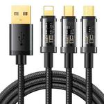 JOYROOM S-1T3015A5 1.2m 3.5A 3 in 1 USB to 8Pin + Type-C + Micro USB Fast Charging Data Cable(Black)