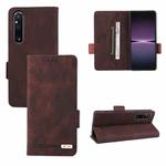 For Sony Xperia 1 V Magnetic Clasp Flip Leather Phone Case(Brown)