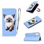For Xiaomi Redmi Note 8 Pure Color Painting Horizontal Flip Leather Case with Card Slots & Holder & Lanyard(Cat)