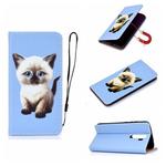 For Xiaomi Redmi Note 8 Pro Pure Color Painting Horizontal Flip Leather Case with Card Slots & Holder & Lanyard(Cat)