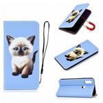 For Xiaomi Redmi 7 Pure Color Painting Horizontal Flip Leather Case with Card Slots & Holder & Lanyard(Cat)