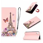 For Xiaomi Redmi 7A Pure Color Painting Horizontal Flip Leather Case with Card Slots & Holder & Lanyard(Iron Tower)