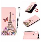 For Xiaomi Redmi Note 6 Pure Color Painting Horizontal Flip Leather Case with Card Slots & Holder & Lanyard(Iron Tower)