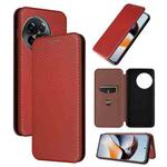For OnePlus 11R 5G Carbon Fiber Texture Flip Leather Phone Case(Brown)
