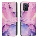 For Motorola Moto E13 Painted Marble Pattern Leather Phone Case(Purple)