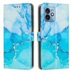 For Motorola Moto G 5G 2023 Painted Marble Pattern Leather Phone Case(Blue Green)
