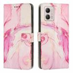 For Motorola Moto G53 5G/G13 4G/G23 4G Painted Marble Pattern Leather Phone Case(Rose Gold)