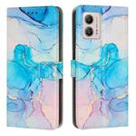 For Motorola Moto G53 5G/G13 4G/G23 4G Painted Marble Pattern Leather Phone Case(Pink Green)