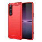 For Sony Xperia 1 V Brushed Texture Carbon Fiber TPU Phone Case(Red)