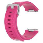 For Fitbit Ionic Herringbone Texture Silicone  Watch Band with Buckle, Size:S(Rose Red)