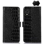 For Honor X5 Crocodile Top Layer Cowhide Leather Phone Case(Black)