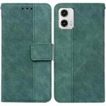 For Motorola Moto  G73 Geometric Embossed Leather Phone Case(Green)