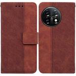 For OnePlus 11 Geometric Embossed Leather Phone Case(Brown)