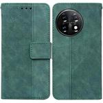 For OnePlus 11 Geometric Embossed Leather Phone Case(Green)