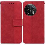 For OnePlus 11 Geometric Embossed Leather Phone Case(Red)