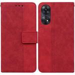 For OPPO Reno8 T  4G Geometric Embossed Leather Phone Case(Red)
