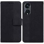 For OPPO Reno8 T  5G / A1 Pro 5G Geometric Embossed Leather Phone Case(Black)