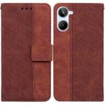 For Realme 10 4G Geometric Embossed Leather Phone Case(Brown)