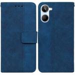 For Realme 10 4G Geometric Embossed Leather Phone Case(Blue)