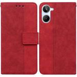For Realme 10 4G Geometric Embossed Leather Phone Case(Red)