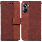 For Realme 10 Pro 5G Geometric Embossed Leather Phone Case(Brown)