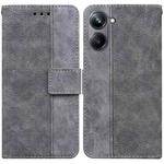 For Realme 10 Pro 5G Geometric Embossed Leather Phone Case(Grey)