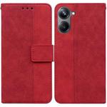 For Realme 10 Pro 5G Geometric Embossed Leather Phone Case(Red)