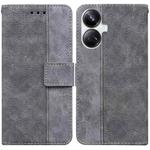 For Realme 10 Pro+ Geometric Embossed Leather Phone Case(Grey)