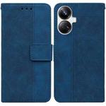 For Realme 10 Pro+ Geometric Embossed Leather Phone Case(Blue)