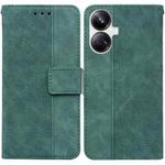 For Realme 10 Pro+ Geometric Embossed Leather Phone Case(Green)