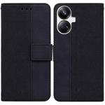 For Realme 10 Pro+ Geometric Embossed Leather Phone Case(Black)