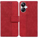 For Realme 10 Pro+ Geometric Embossed Leather Phone Case(Red)