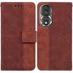 For Honor 80 Geometric Embossed Leather Phone Case(Brown)