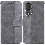 For Honor 80 Geometric Embossed Leather Phone Case(Grey)